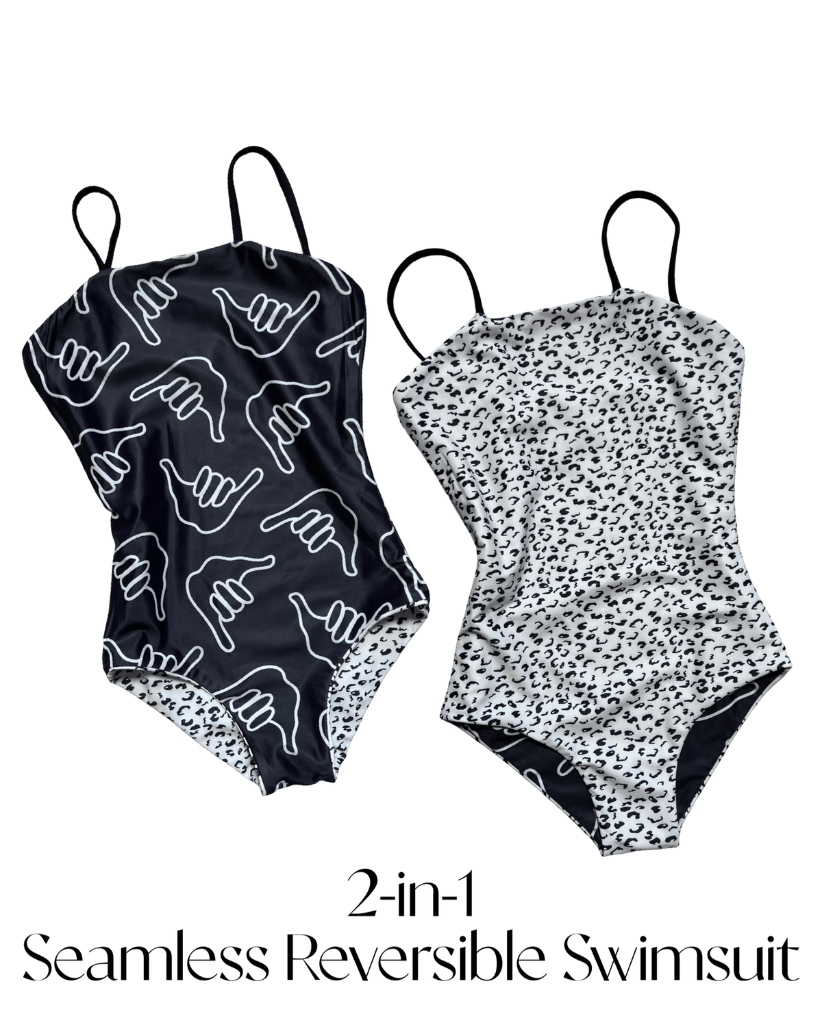 Girl's Strappy in Black Shaka (Reversible Animal Print)