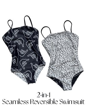 Girl's Strappy in Black Shaka (Reversible Animal Print)