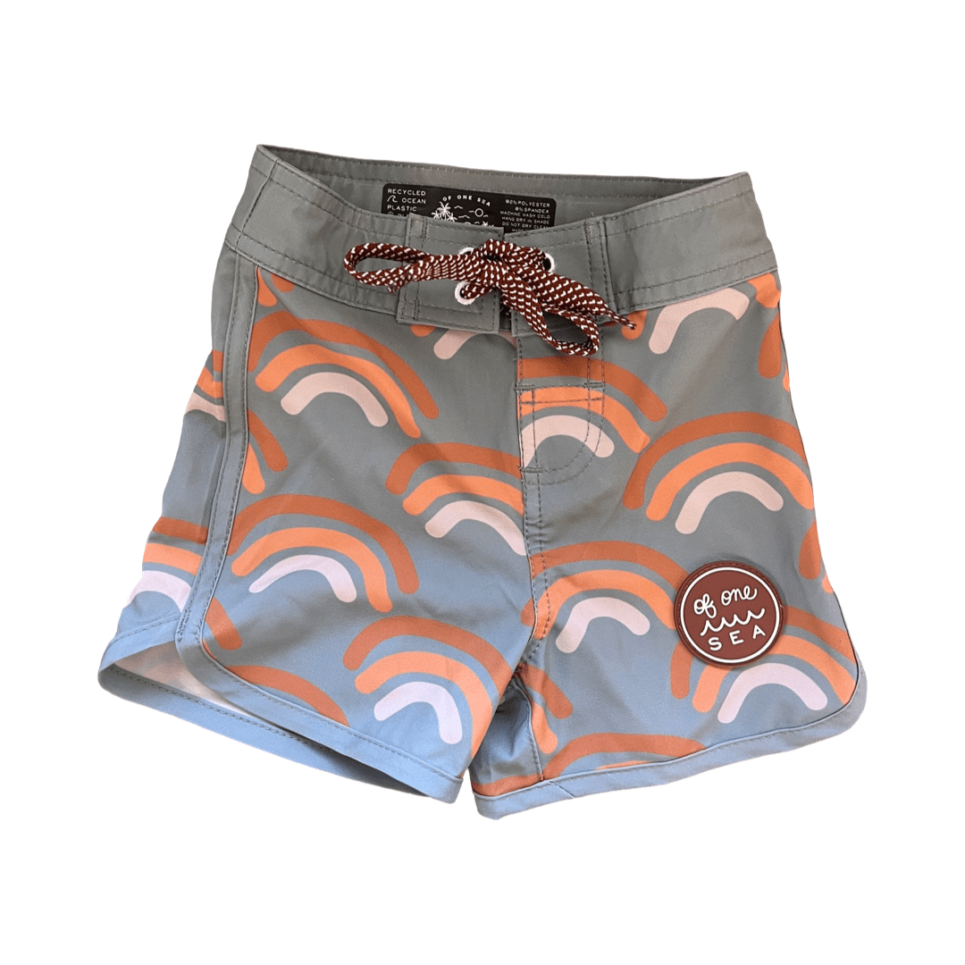 Kid’s Retro Boardshorts in Mauka Rainbow