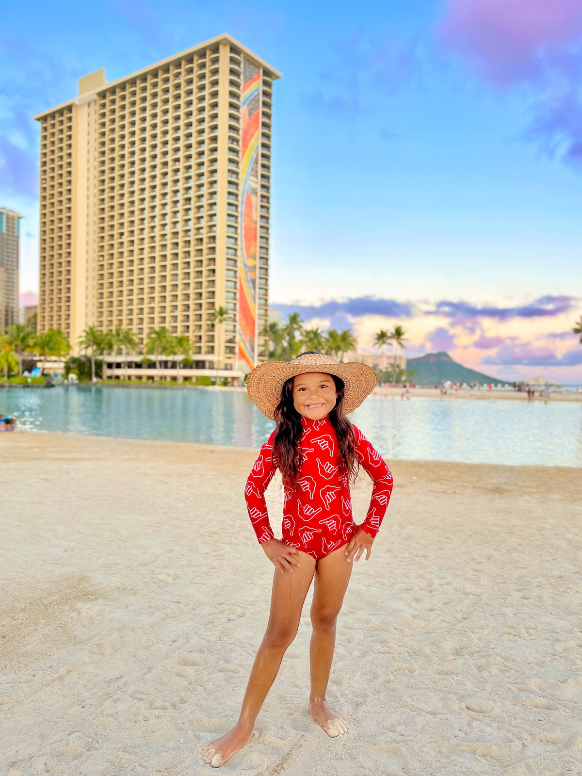 Girl's Long Sleeve Zip Up in Red Shaka