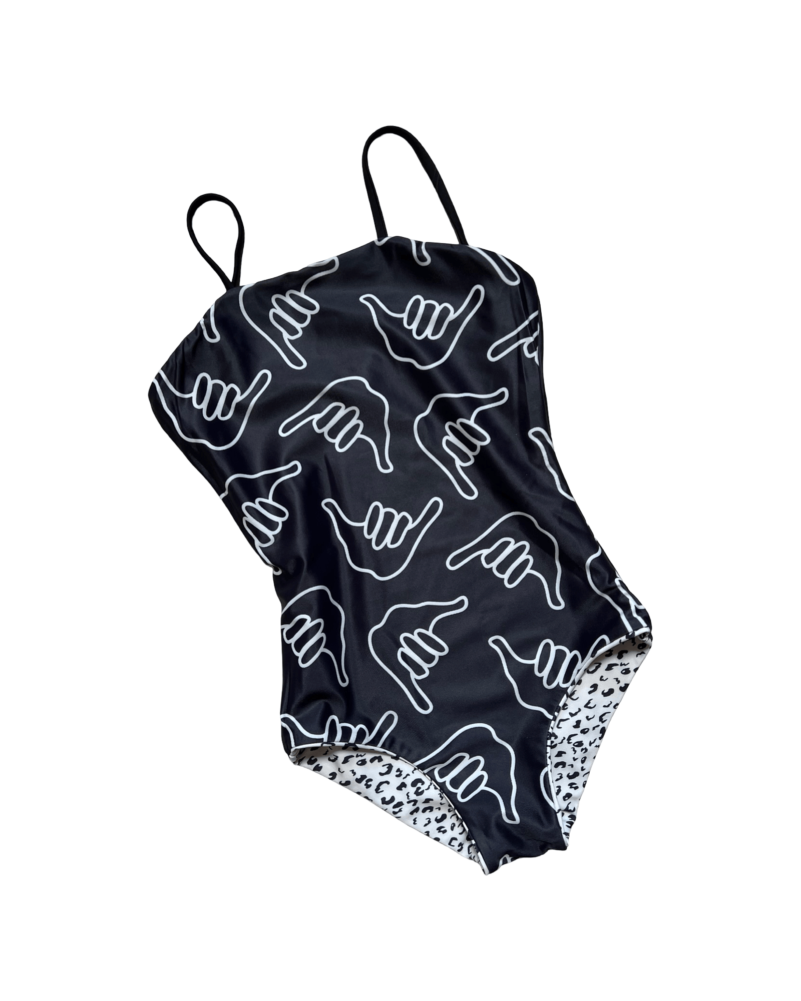 Girl's Strappy in Black Shaka (Reversible Animal Print)