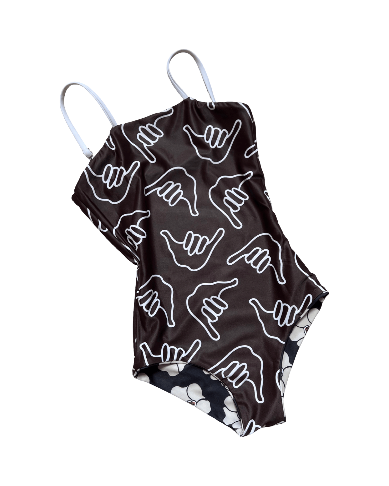 Girl's Strappy in Chocolate Shaka (Reversible Ilima Flower)