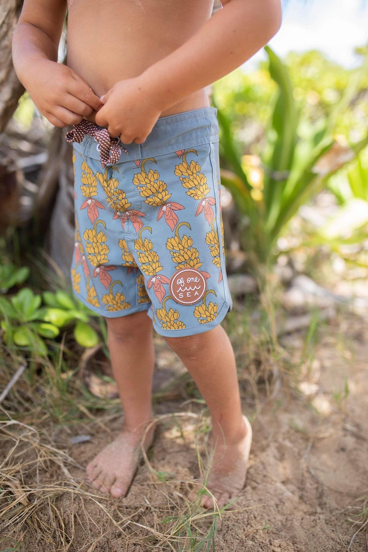 Kid’s Retro Boardshorts in Banana Flower