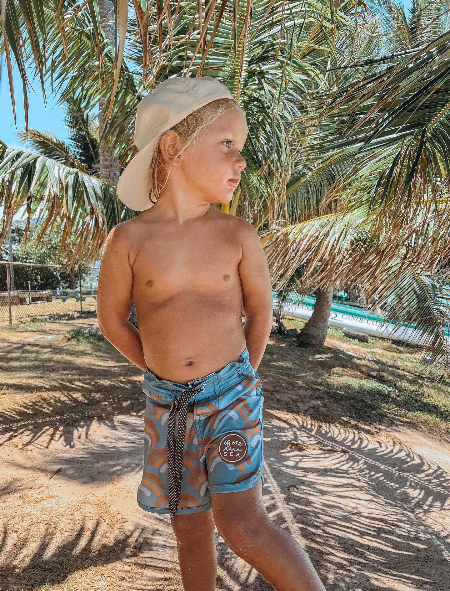Kid’s Retro Boardshorts in Mauka Rainbow
