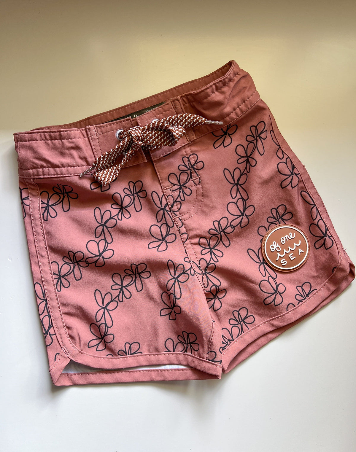 Kid’s Retro Boardshorts in Mauve Lei