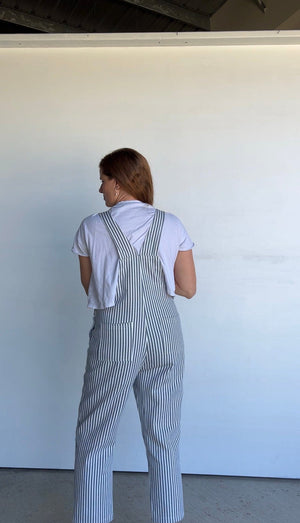 Adult Denim Overalls in Pinstripe