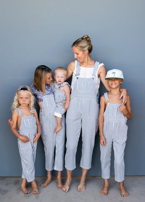 Adult Denim Overalls in Pinstripe