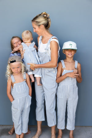 Adult Denim Overalls in Pinstripe