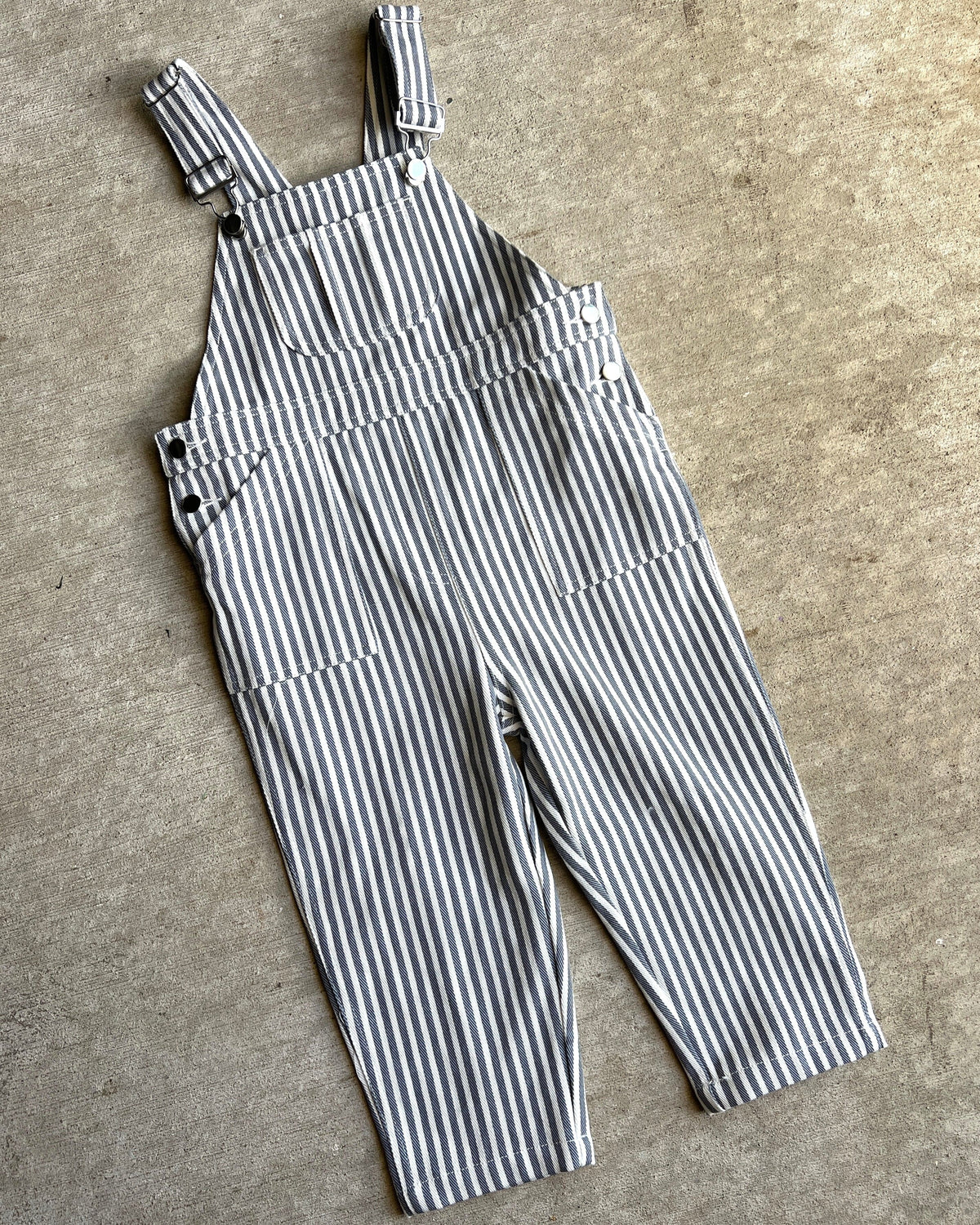 Kid's Denim Overalls in Pinstripe