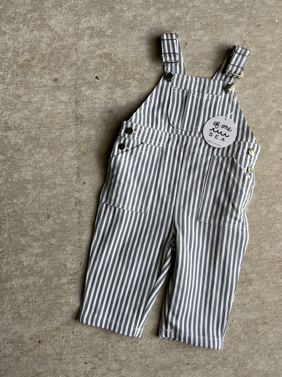 Kid's Denim Overalls in Pinstripe