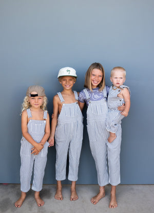 Kid's Denim Overalls in Pinstripe