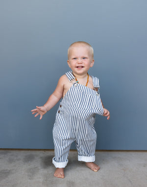 Kid's Denim Overalls in Pinstripe