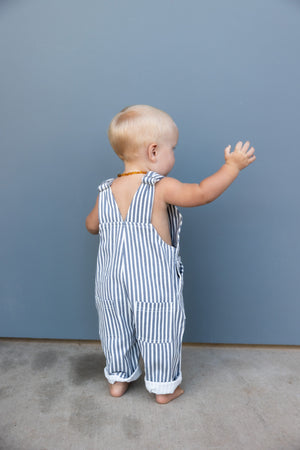 Kid's Denim Overalls in Pinstripe