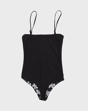 Women's Strappy One Piece in Black Plumeria