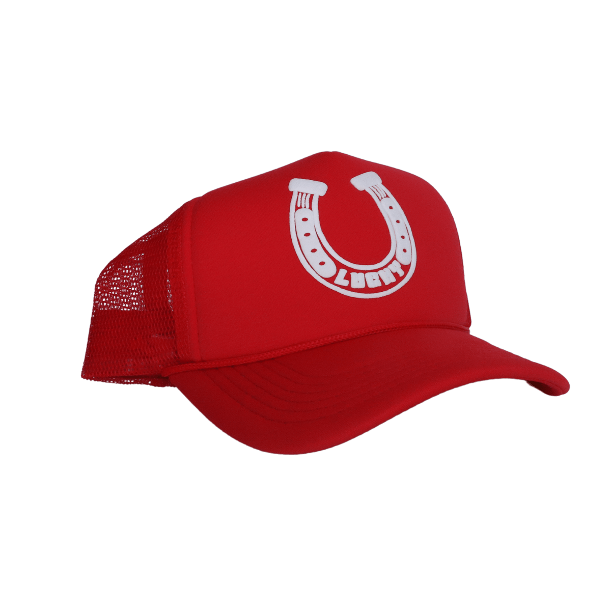 Lucky Horseshoe Trucker Hat - Red