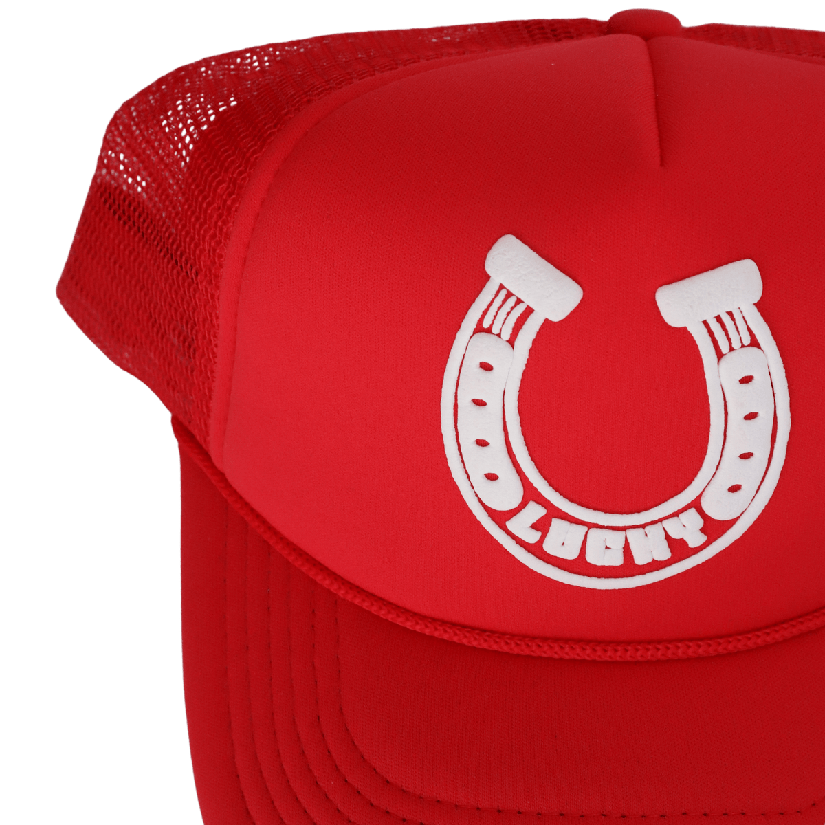 Lucky Horseshoe Trucker Hat - Red