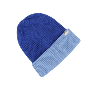Thick Knit Beanie Dark Blue/Light Blue