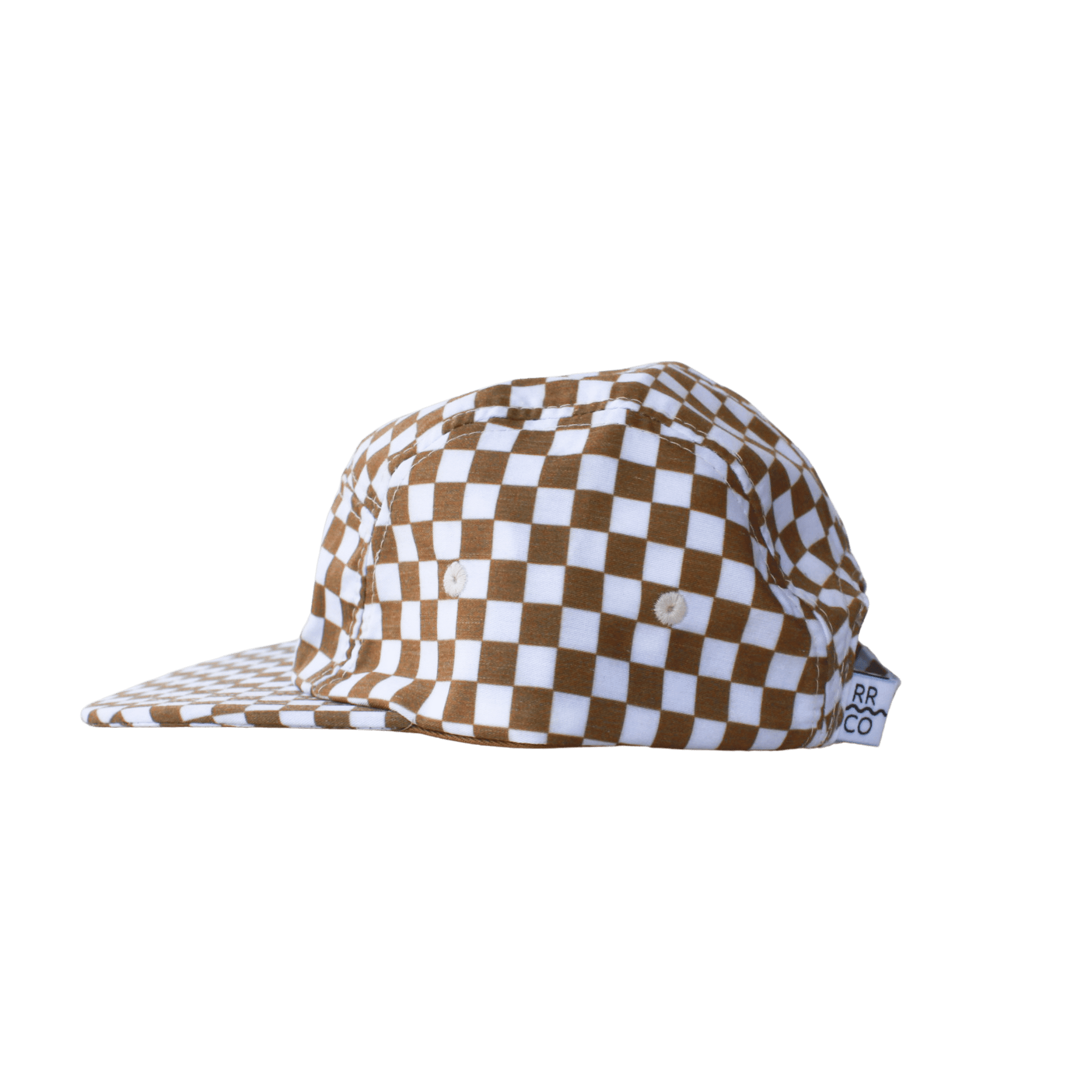 Cotton Five-Panel Hat in Copper Check