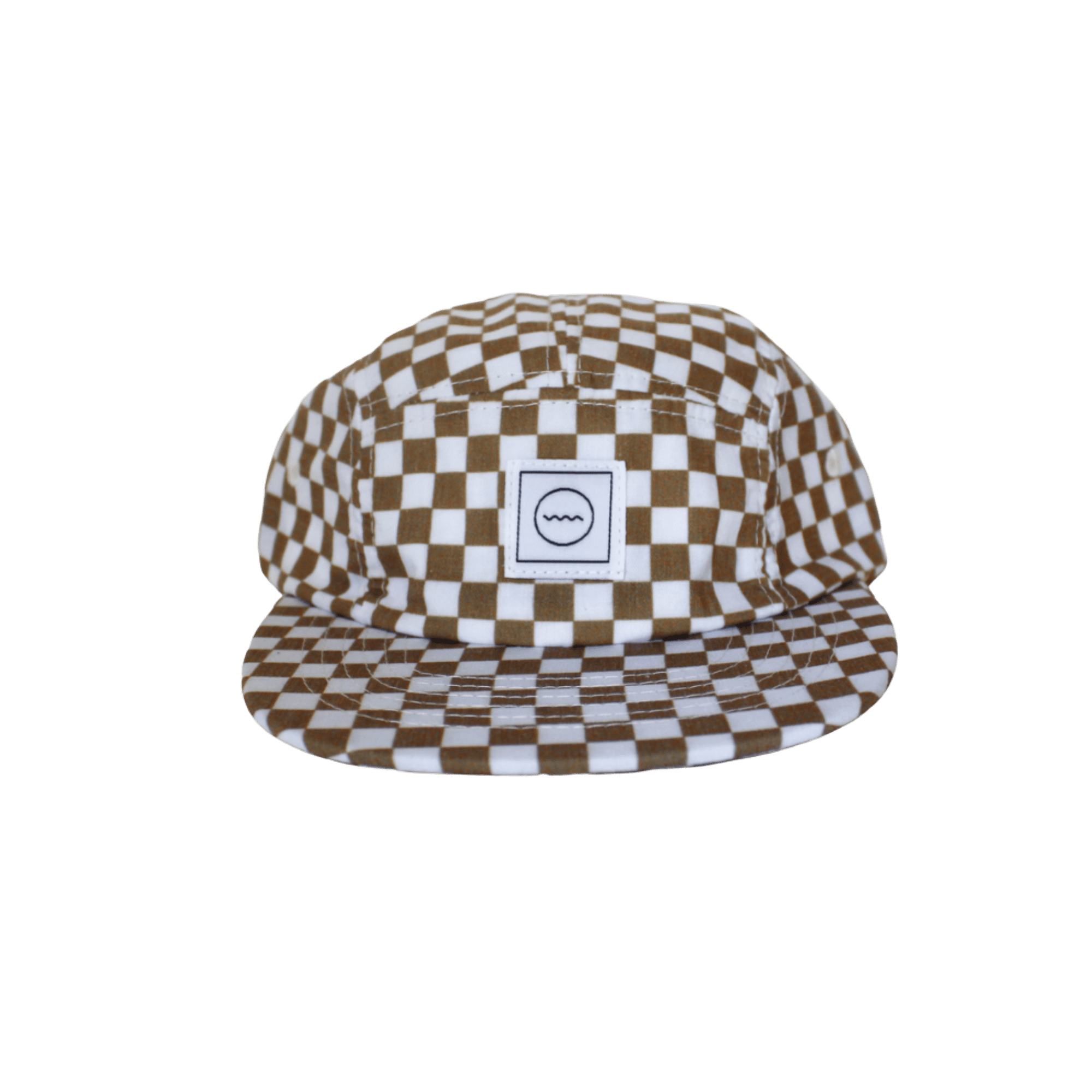 Cotton Five-Panel Hat in Copper Check