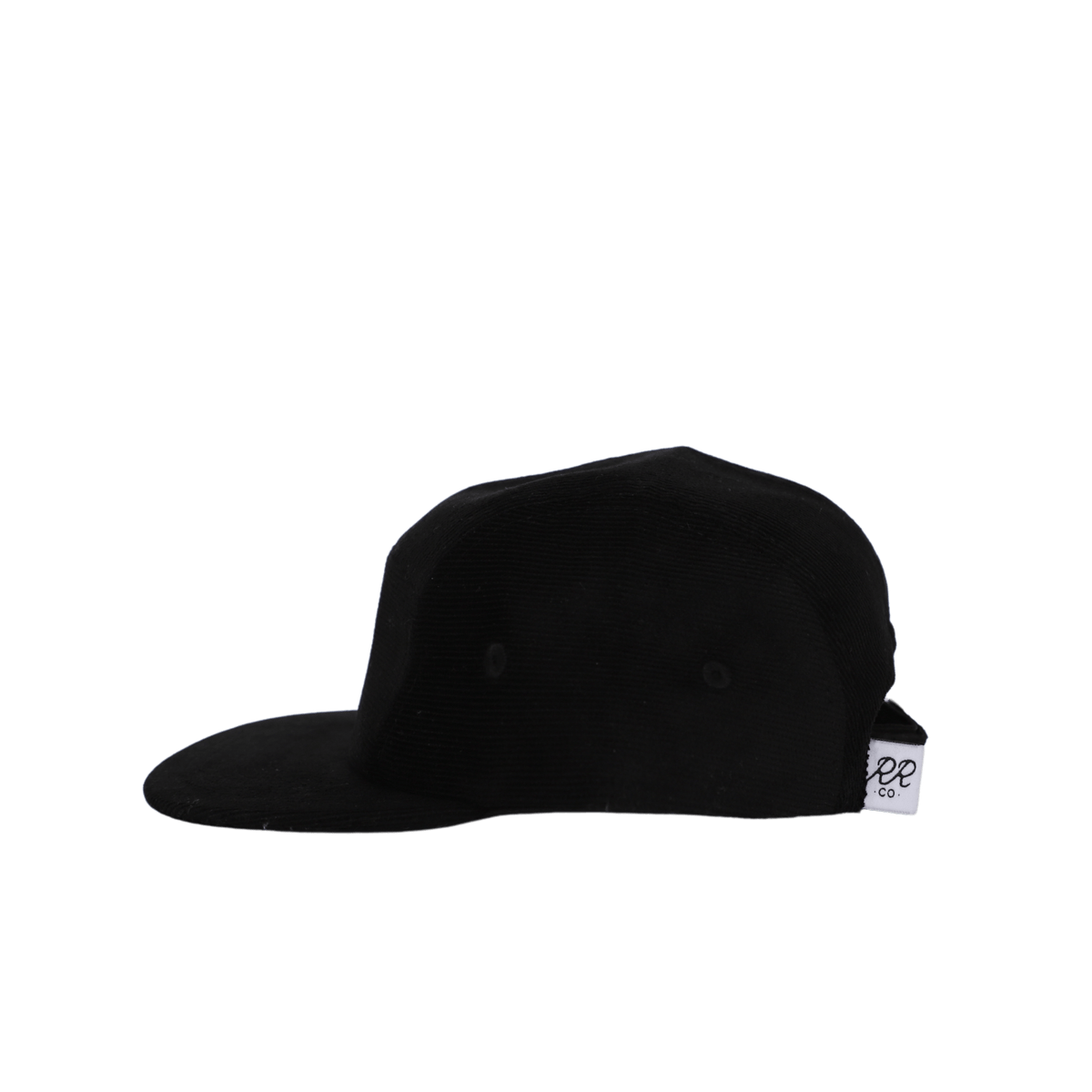 Skull Five-Panel Hat in Black Corduroy