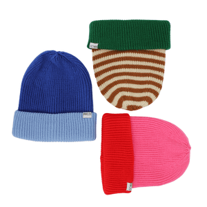 Thick Knit Beanie Dark Blue/Light Blue