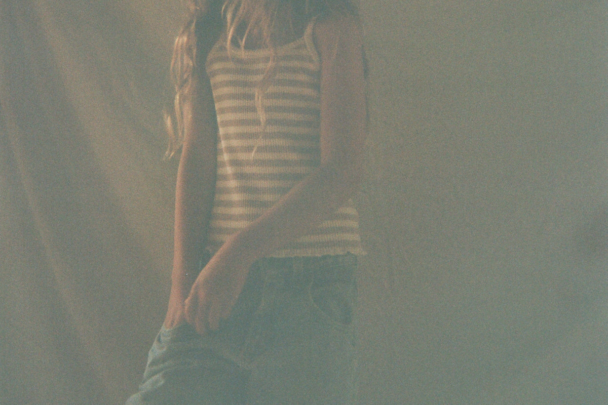 Striped Knit Tank | Beige