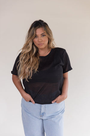Women's Linen Knit Tee | Black