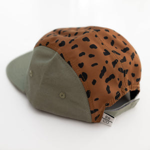 Cotton Five-Panel Hat in Green/Cheetah