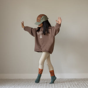 Cotton Five-Panel Hat in Green/Cheetah