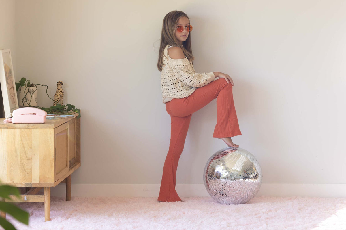 Flared Leggings in Rust