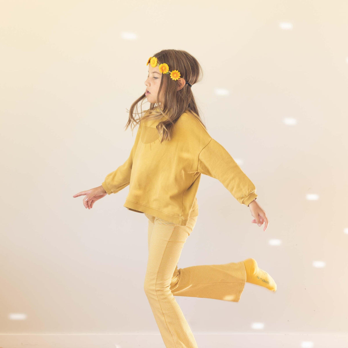 Flared Leggings in Yellow Stripes