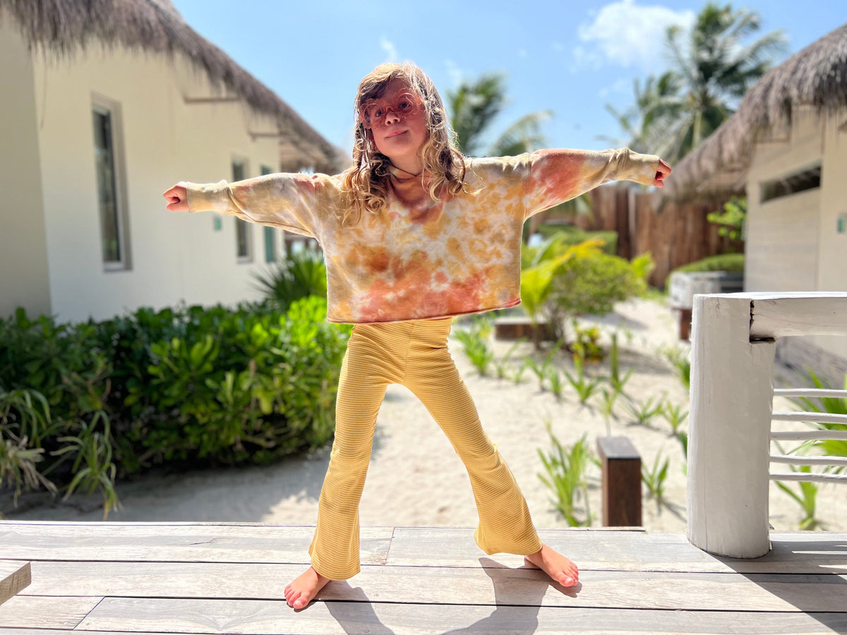 Flared Leggings in Yellow Stripes