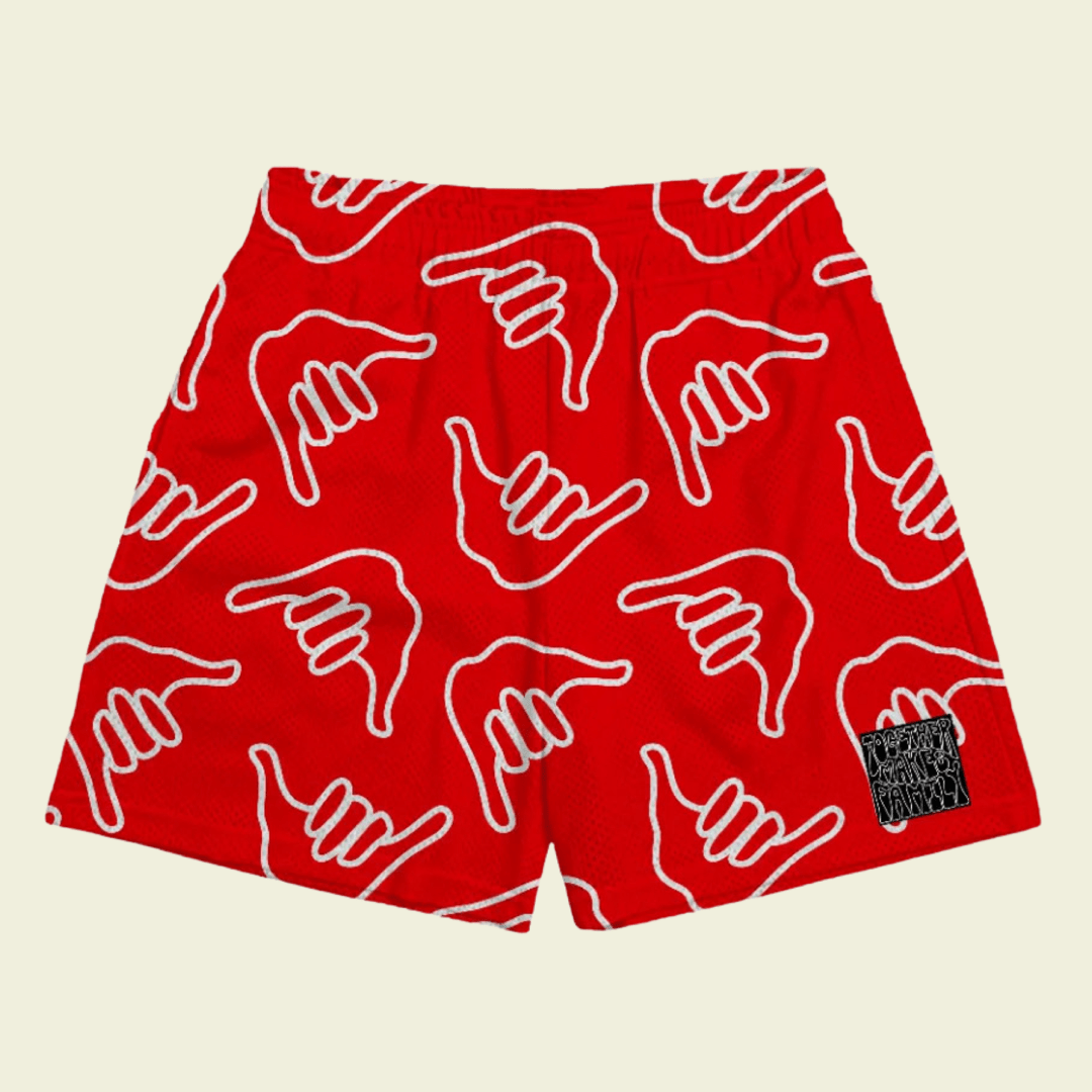 Athletic Mesh Shorts in Red Shaka