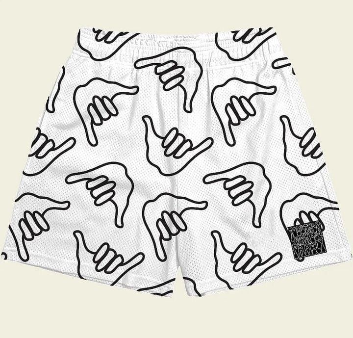Athletic Mesh Shorts in White Shaka