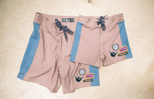 Men's Townshorts in Blue and Sandy Mauve Colorblock Patch