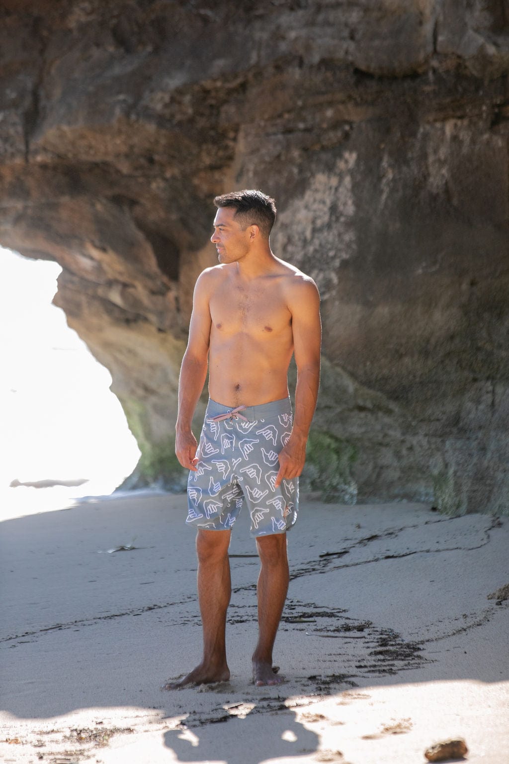 Men's Retro Boardshorts in Slate Gray Shaka