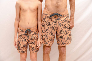 Men's Retro Boardshorts in Tan Shaka