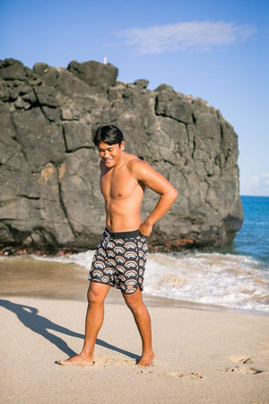 Men's Retro Boardshorts in Lava Rainbow