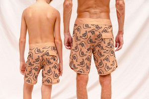 Men's Retro Boardshorts in Tan Shaka