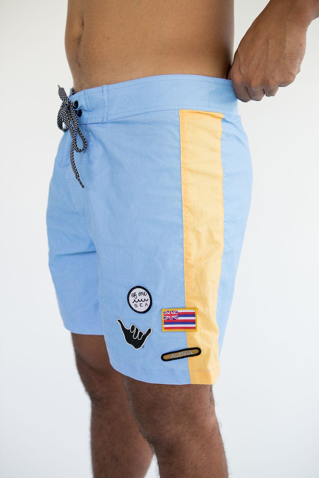 Men's Townshorts in Light Blue and Yellow Colorblock Patch