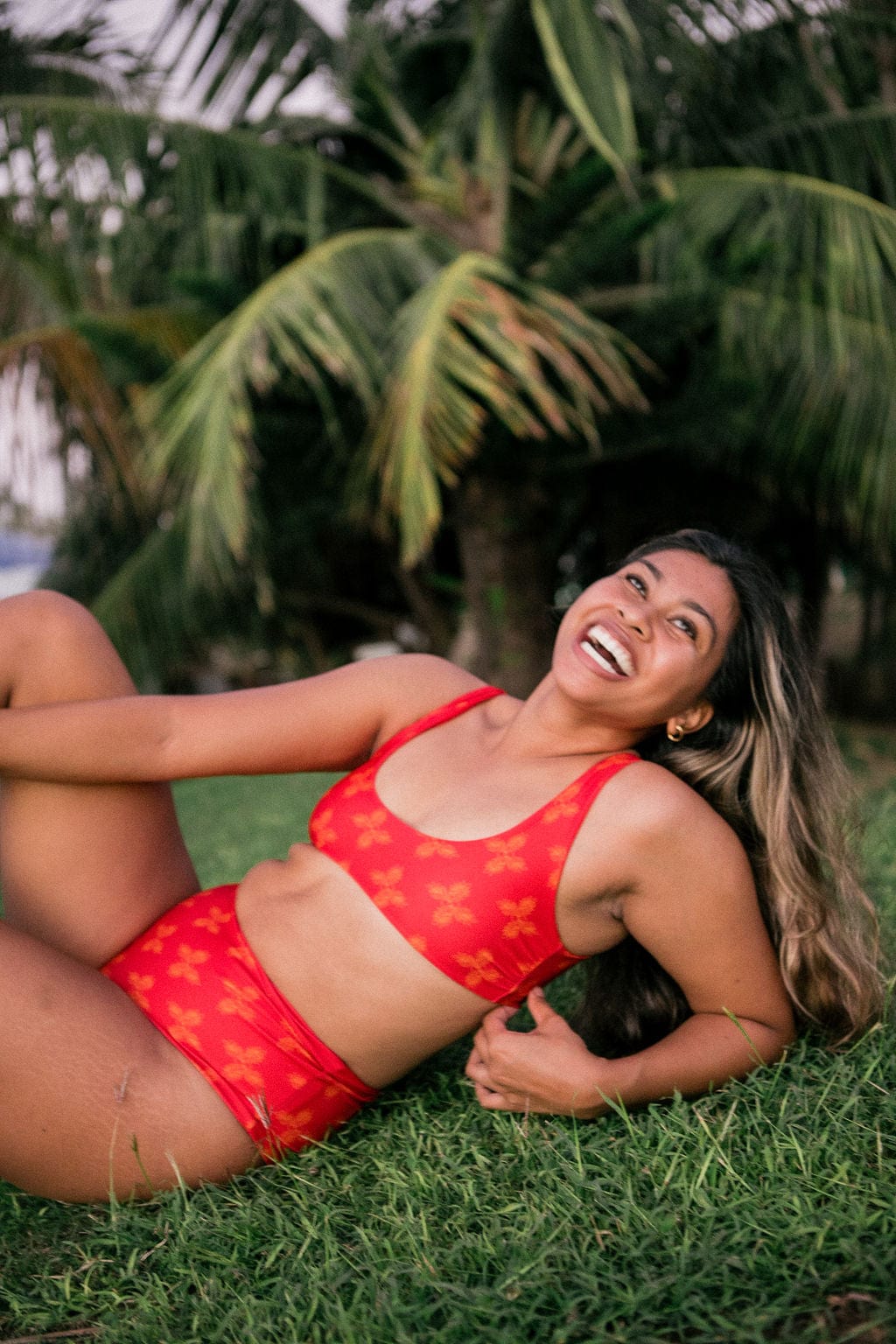 Women's Bikini Separates in Red Breadfruit Bandana