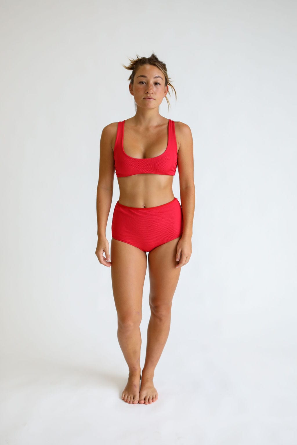 Women's Bikini Separates in Red Ribbed