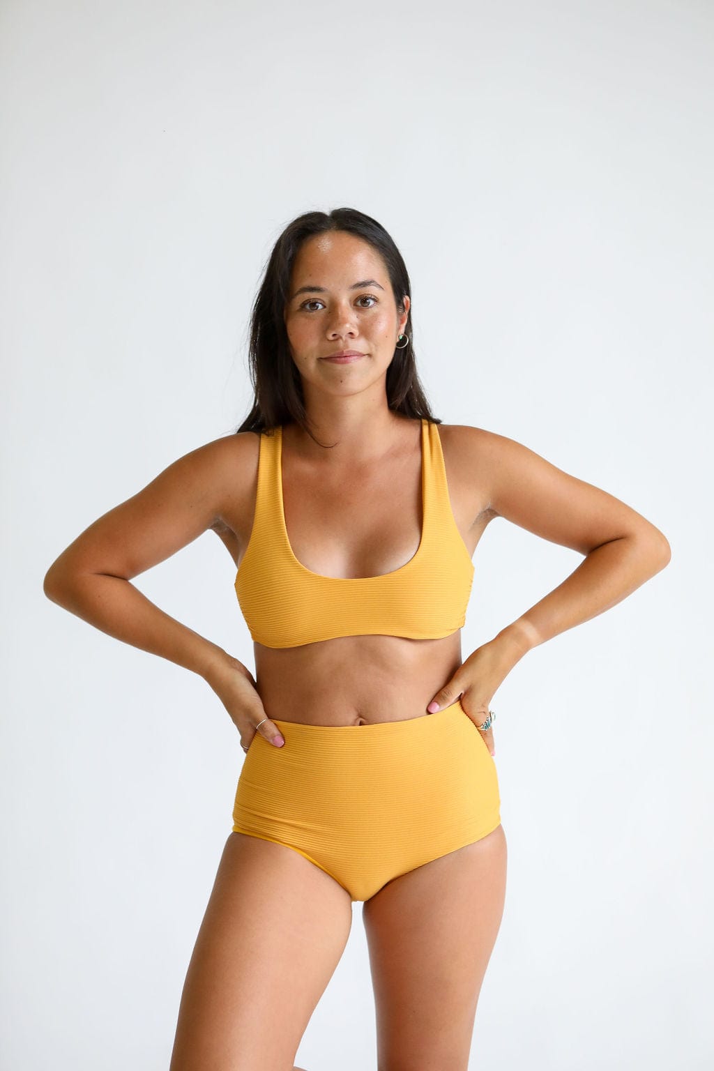 Women's Bikini Separates in Yellow Ribbed