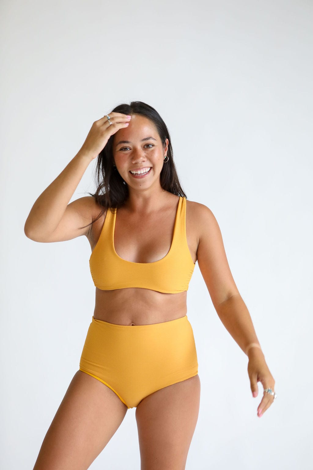 Women's Bikini Separates in Yellow Ribbed