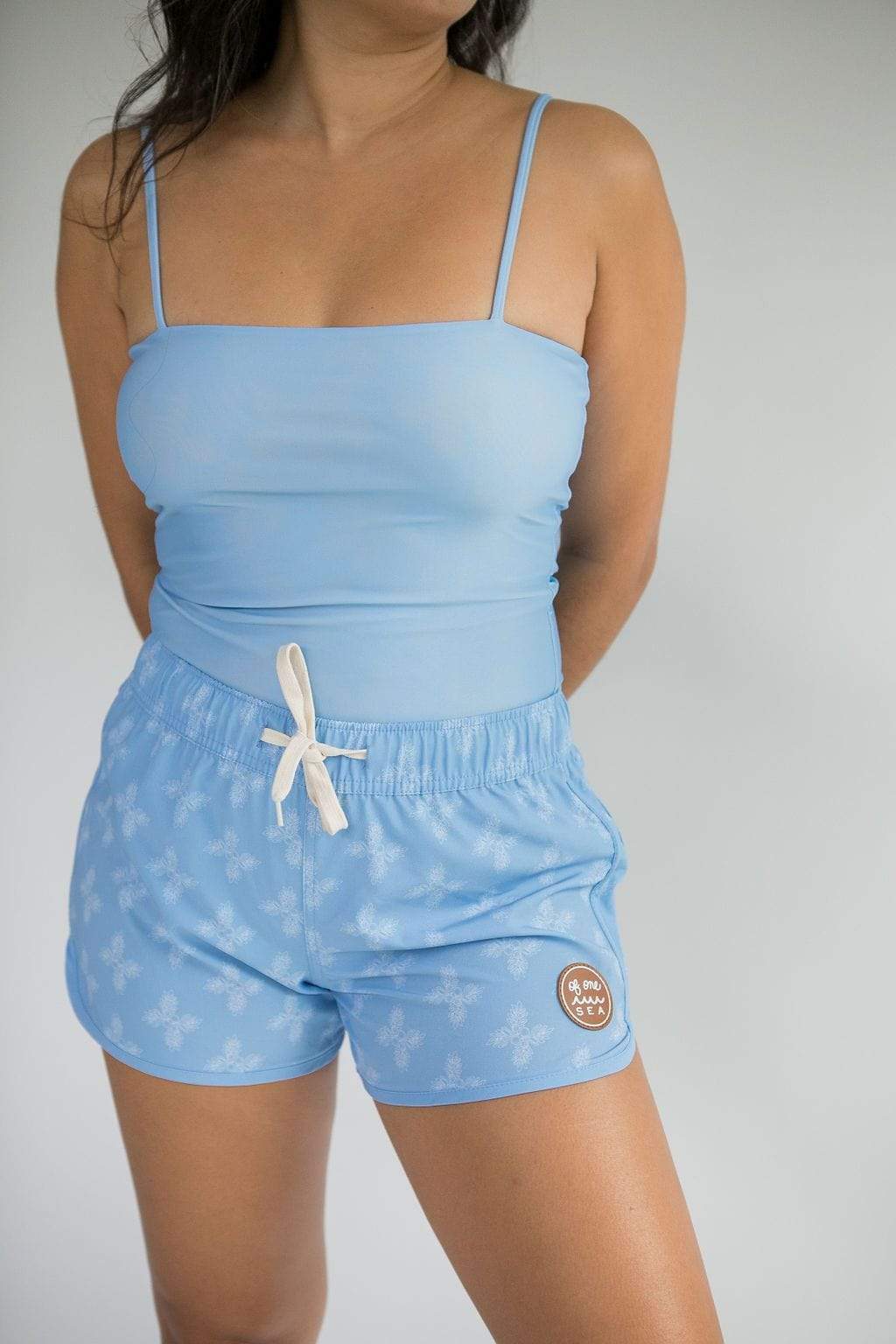 Women's Boardie Watershorts in Light Blue Breadfruit Bandana