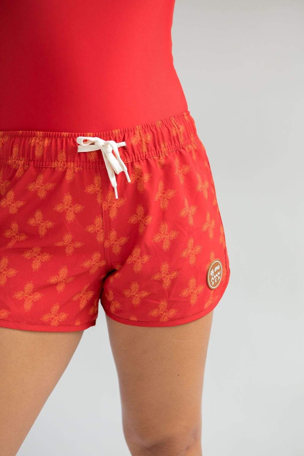 Women's Boardie Watershorts in Red Breadfruit Bandana