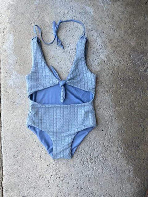 Women's Cutout One Piece in Blue Bubble