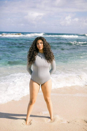Women's Long Sleeve Zip Up in Blue Bubble