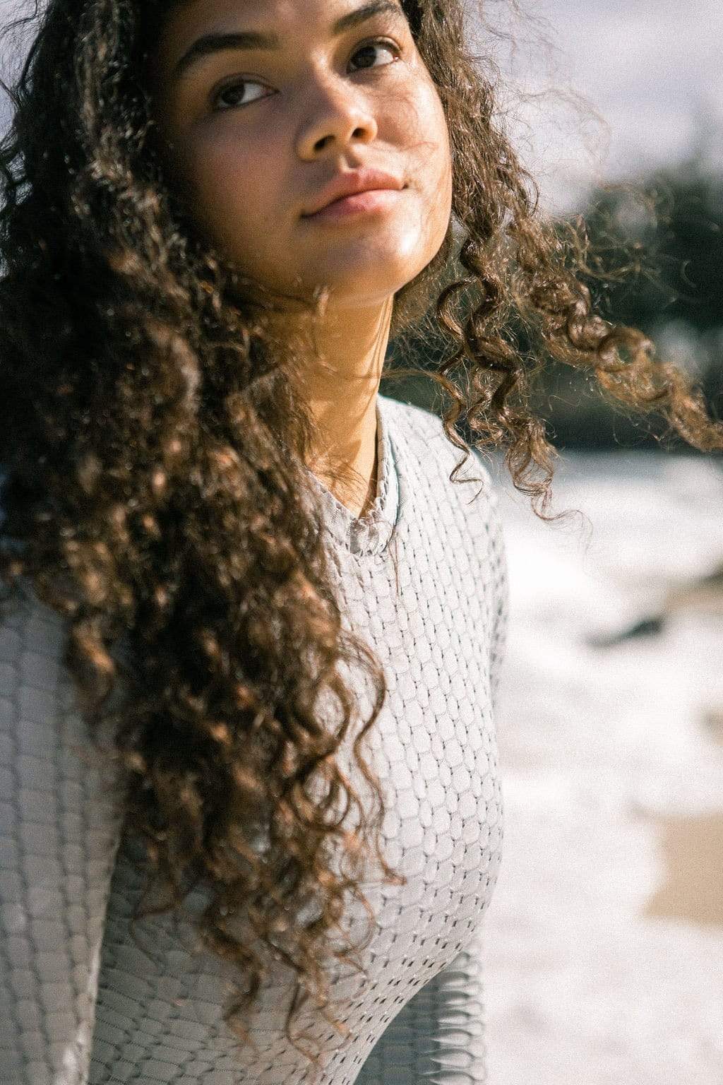 Women's Long Sleeve Zip Up in Blue Bubble