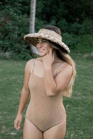 Women's Strappy One Piece in Camel Texture